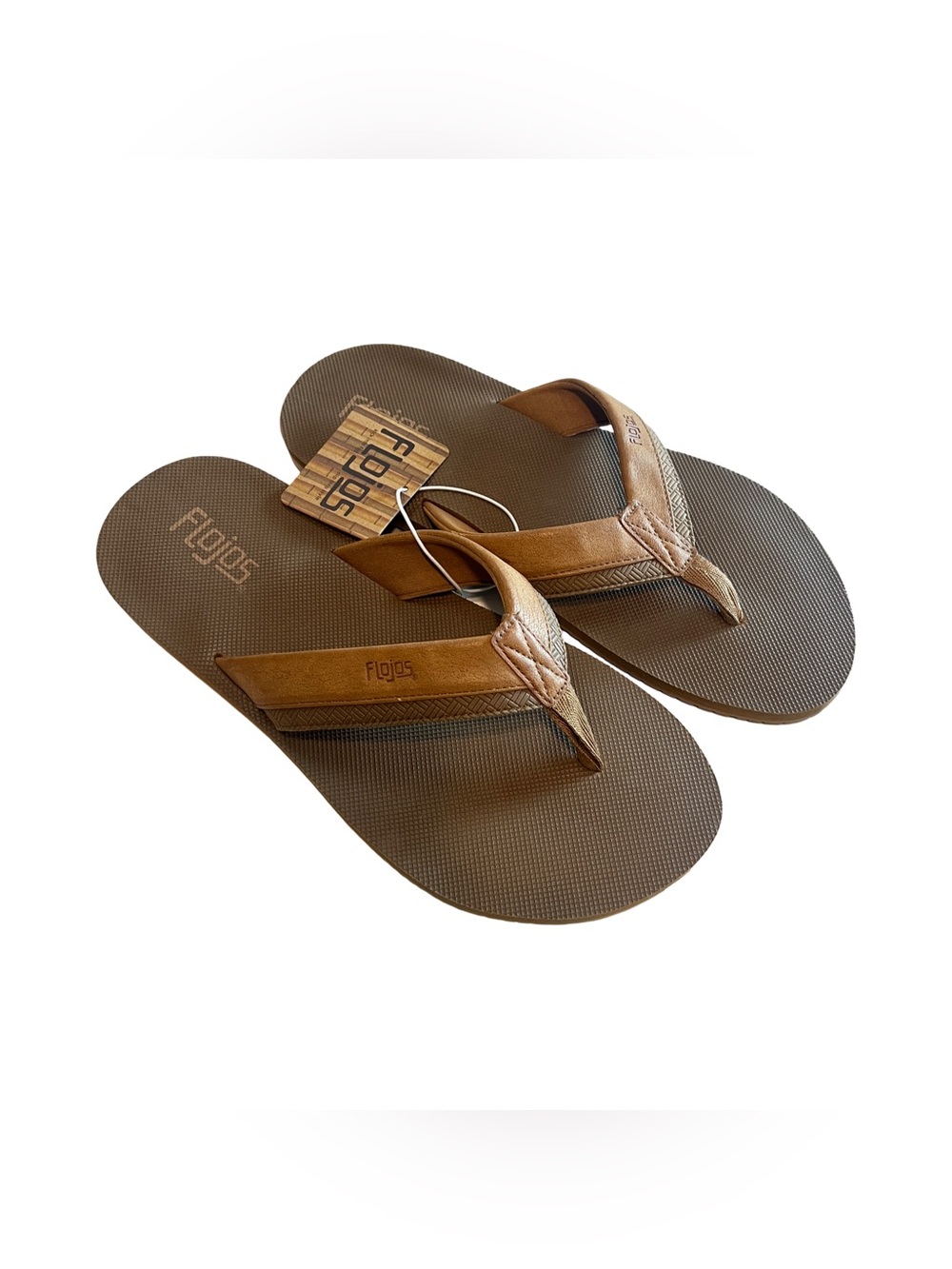 Flojos Brown & Tan Men's Flip-Flop Sandals NWT